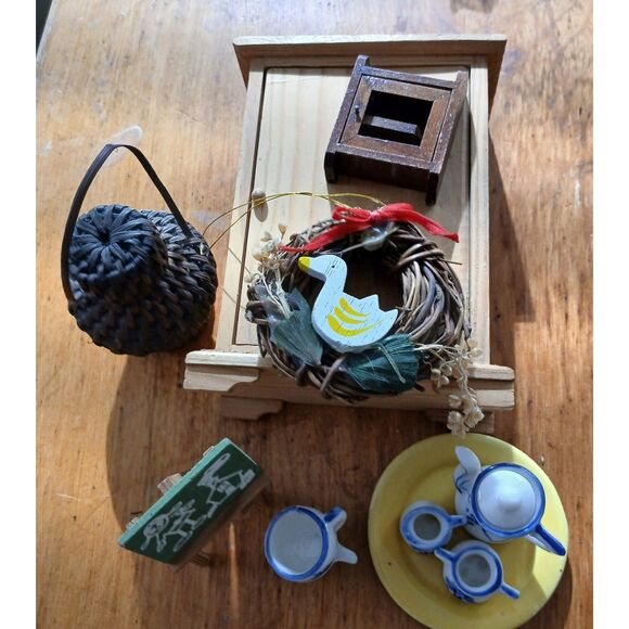 Lot Miniature Dollhouse 1:12 Scale Furniture & Accessories  Cabinet, Basket - Picture 2 of 6